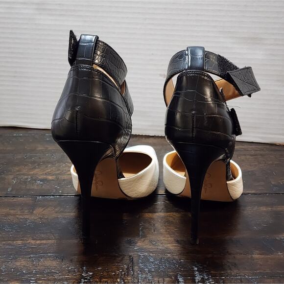 Jessica Simpson Cassiya black and white ankle strap heels size 7 - Picture 7 of 11